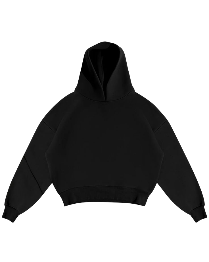 Black Oversized Cropped Hoodie