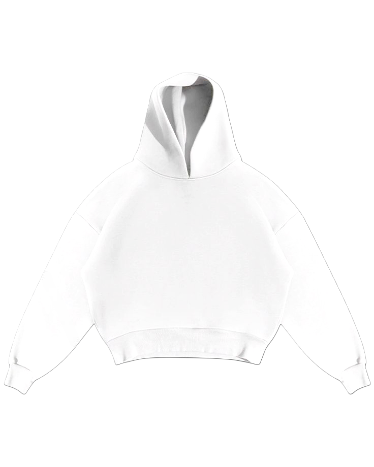White Oversized Cropped Hoodie